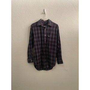 burberry london men's plaid long sleeve blue red shirt size m